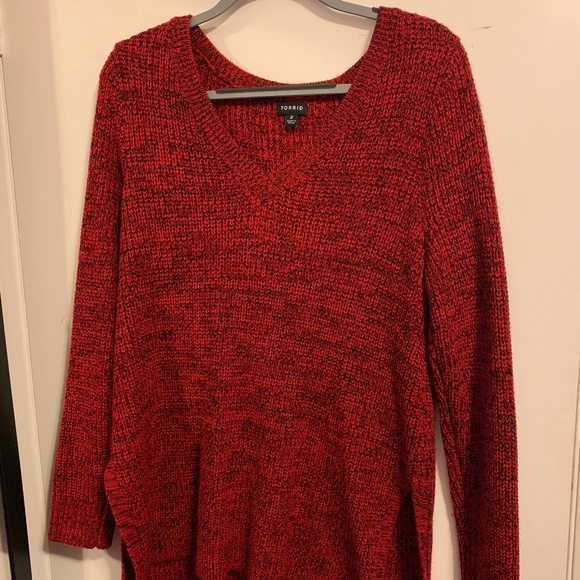 torrid Sweaters - Torrid Red & Black Knit V-neck Sweater NWOT